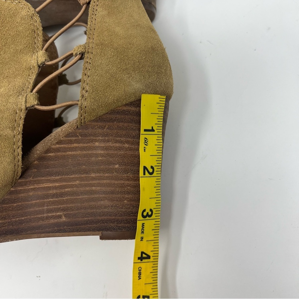 Lucky Brand Size 8.5 Reeves Brown Suede Peep Toe Wedge Bootie - Picture 9 of 10